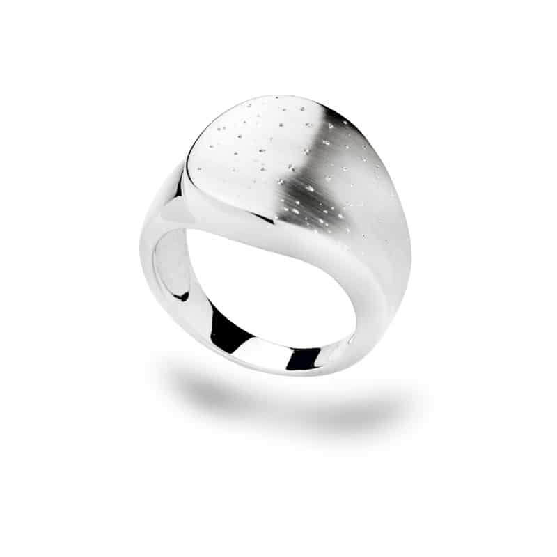 Brushed Sterling Silver Diamond Dust Ring by Bastian