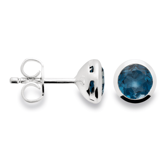 Sterling Silver Ocean Blue London Topaz Ear Stud by Bastian