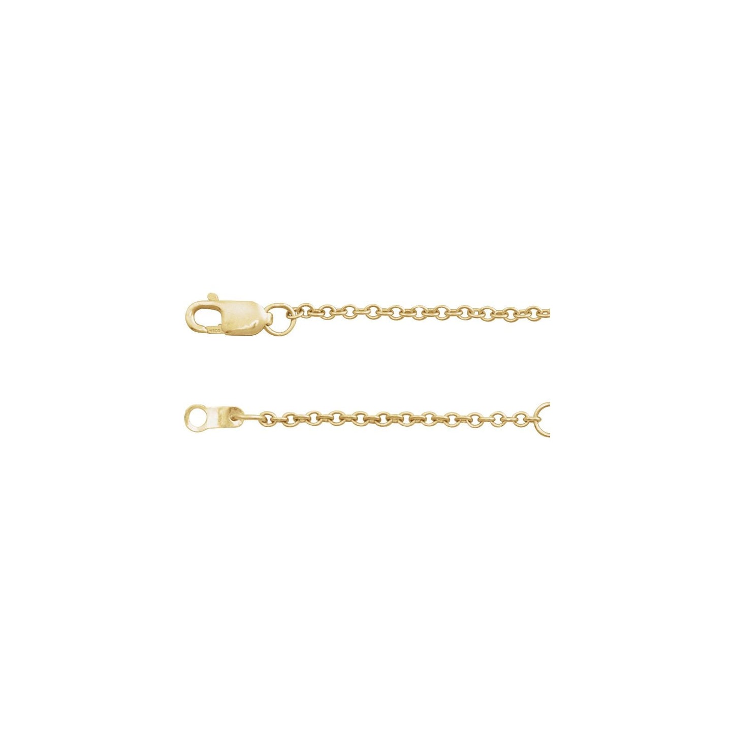 14K Yellow Gold 1.5mm Adjustable Cable Chain 16 to 18 inches