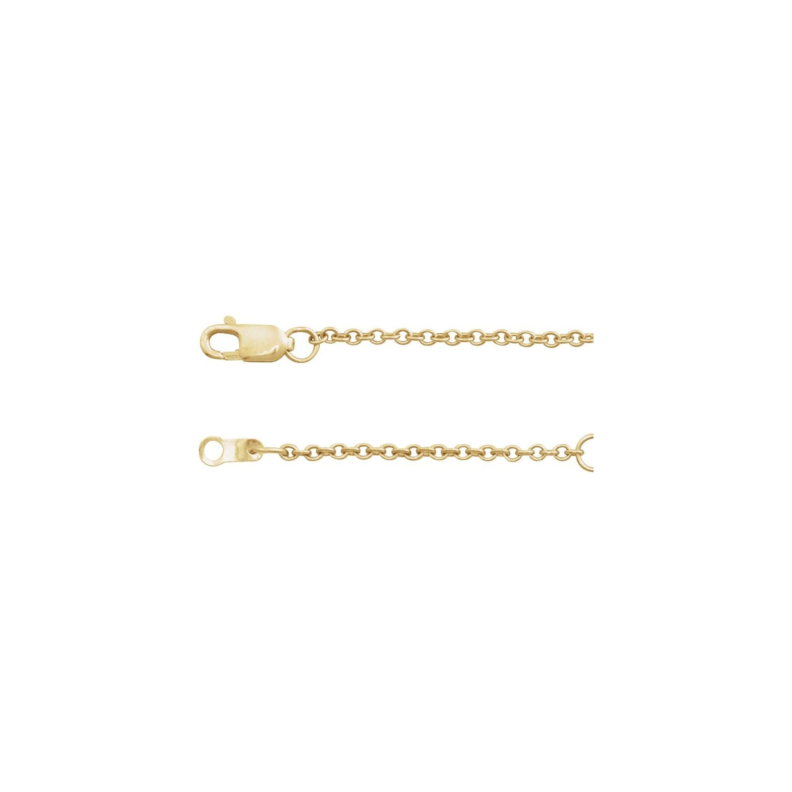14K Yellow Gold 1.5mm Adjustable Cable Chain 16 to 18 inches