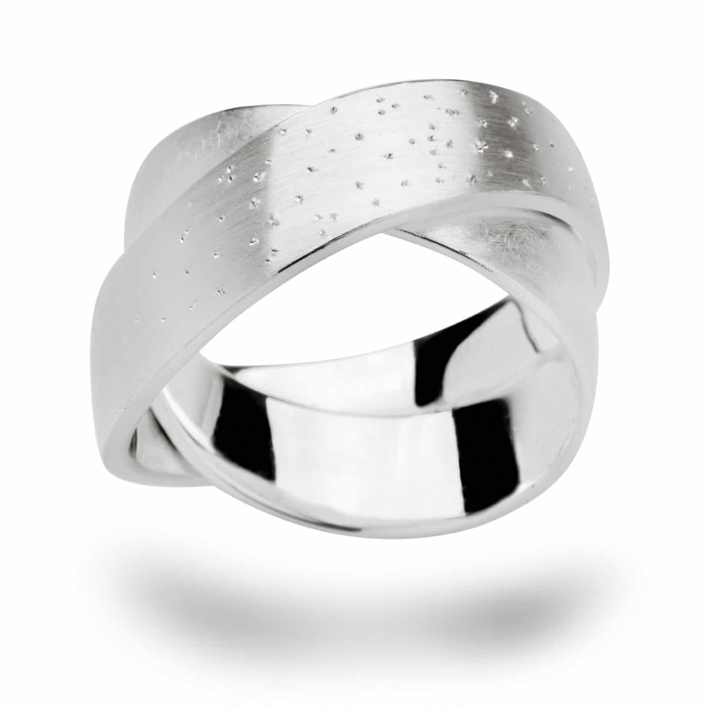 Sterling Silver Matte Finish Diamond Dust Ring by Bastian