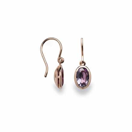 Rose Gold Plated Sterling Oval Amethyst Dangle Earrings by Bastian