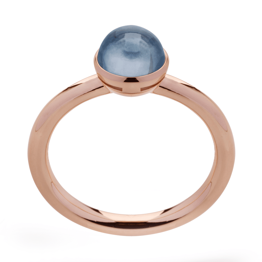 Rose Gold Plated Sterling London Blue Topaz Cabochon Ring by Bastian