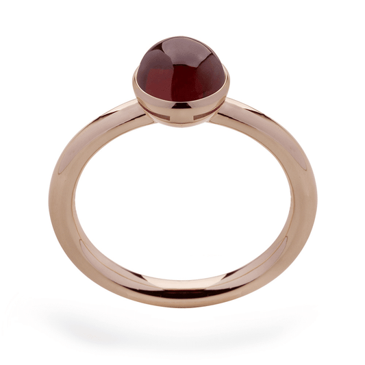 Rose Gold Plated Sterling Fierily Garnet Cabochon Ring by Bastian