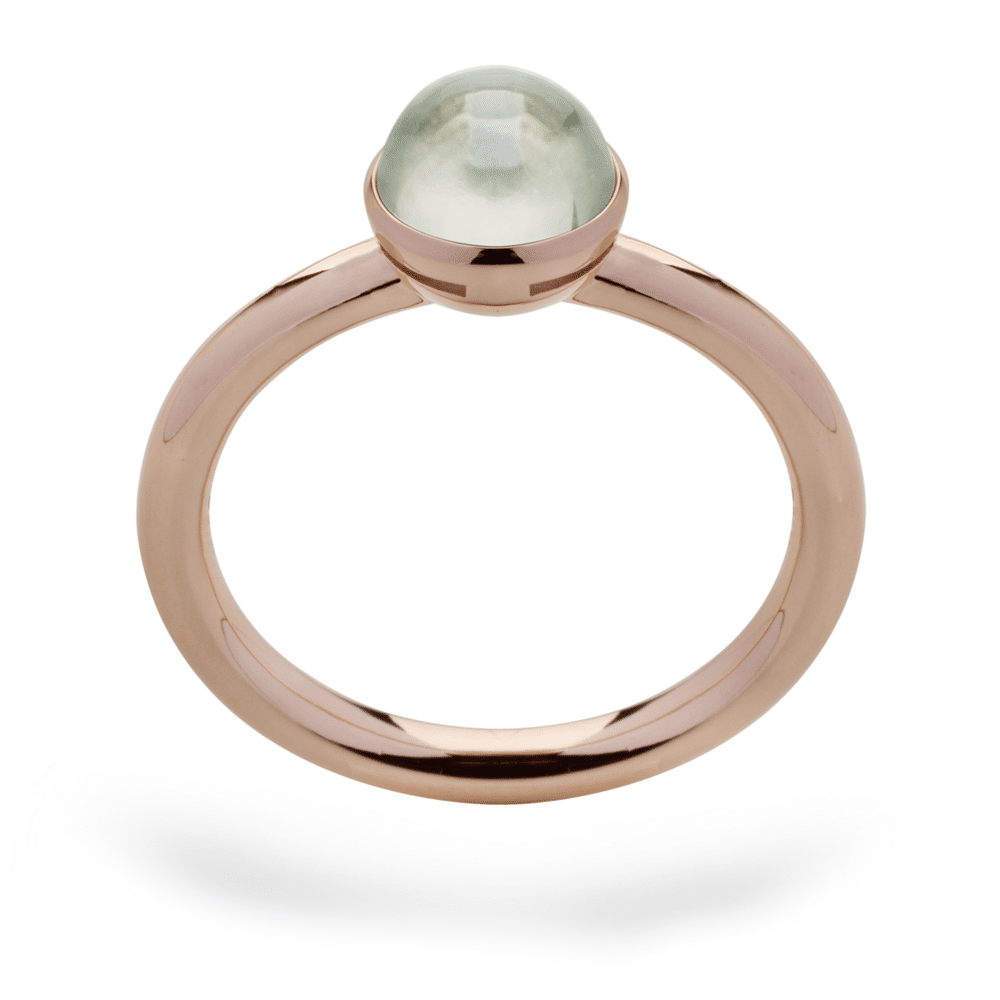 Rose Gold Plated Sterling Light Green Amethyst Cabochon Ring by Bastian