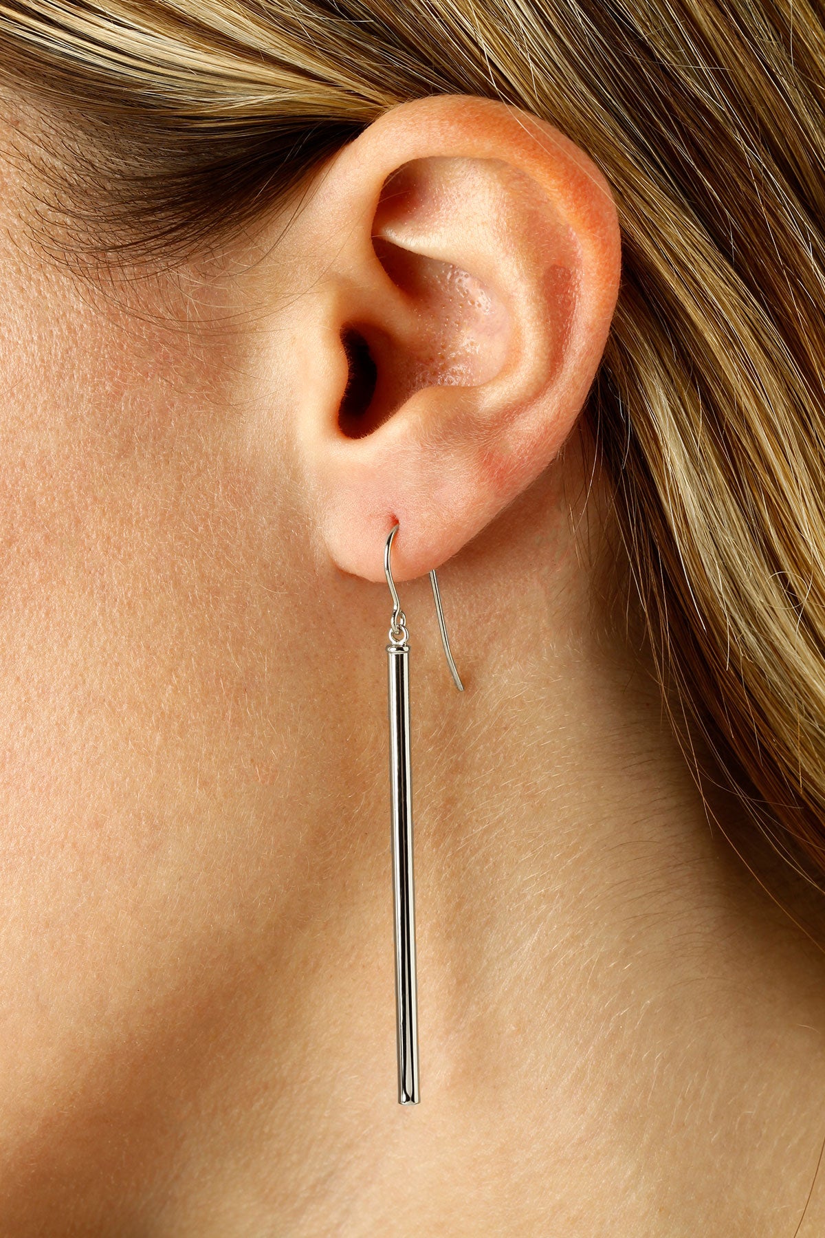 Sterling Silver Long Column Drop Threader Earrings by Carla & Nancy B.