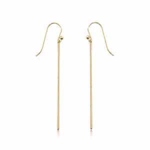 14K Yellow Gold Long Thin Column Drop Earrings by Carla & Nancy B.