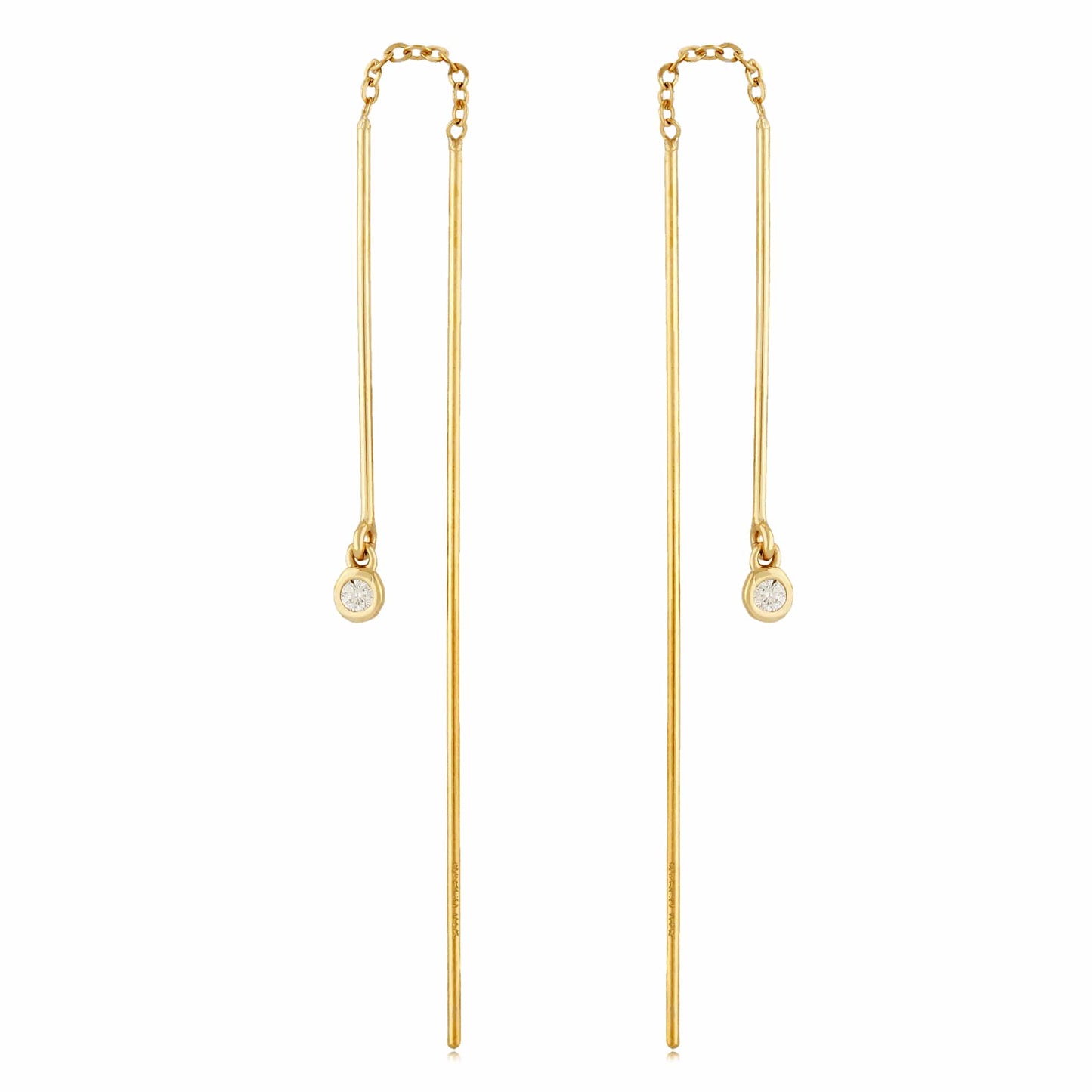14K Yellow Gold Threader Earrings with Diamond by Carla & Nancy B.