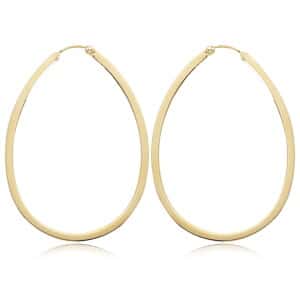 14K Yellow Gold Large Flat Teardrop Hoop Earrings by Carla & Nancy B.