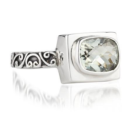 Sterling Silver Ring with Green Amethyst by Sara Blaine