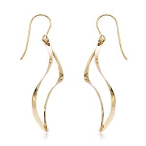 14K Yellow Gold Twisting Flame Dangle Earrings by Carla & Nancy B.