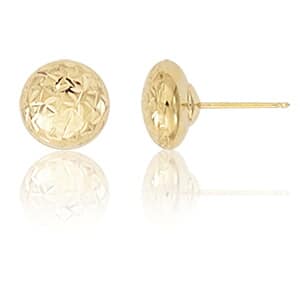 14K Yellow Gold 7mm Flat Diamond Cut Ball Stud Earrings by Carla & Nancy B.