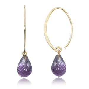 14K Yellow Gold Small Simple Sweep Amethyst Earrings by Carla & Nancy B.