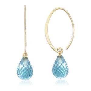 14K Gold Small Simple Sweep Blue Topaz Earrings by Carla & Nancy B.