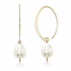 14K Gold Small Simple Sweep Freshwater Pearl Earrings by Carla & Nancy B.