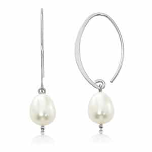 Sterling Silver Small Simple Sweep Freshwater Pearl Earrings by Carla & Nancy B.