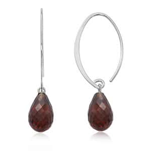 Sterling Silver Small Simple Sweep Garnet Earrings by Carla & Nancy B.