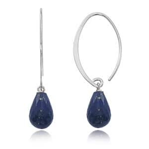 Sterling Silver Small Simple Sweep Lapis Earrings by Carla & Nancy B.