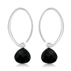 Sterling Silver Small Simple Sweep Onyx Earrings by Carla & Nancy B.