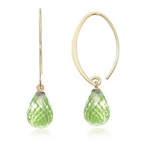 14K Yellow Gold Small Simple Sweep Peridot Earrings by Carla & Nancy B.