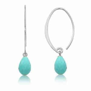 14K Gold Small Simple Sweep Faceted Turquoise Earrings by Carla & Nancy B.