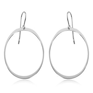 Sterling Silver Large Simple Oval Drop Earrings by Carla & Nancy B.