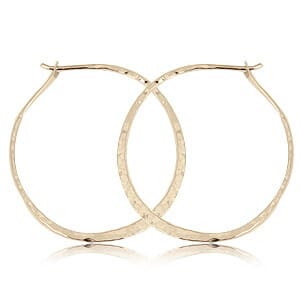 14K Yellow Gold Hammered Round Hoop Earrings by Carla & Nancy B.