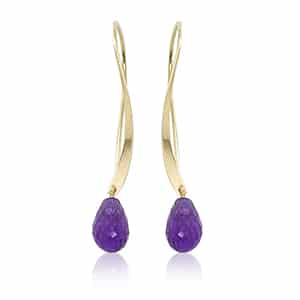 14K Yellow Gold Twisted Sweep Amethyst Dangle Earrings by Carla & Nancy B.