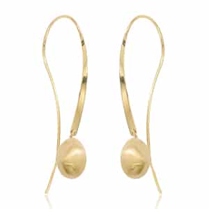 14K Yellow Gold Twisted Sweep Dangle Earrings with Gold Bean by Carla & Nancy B.