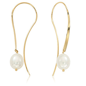 14K Yellow Gold Twisted Sweep Freshwater Pearl Dangle Earrings by Carla & Nancy B.