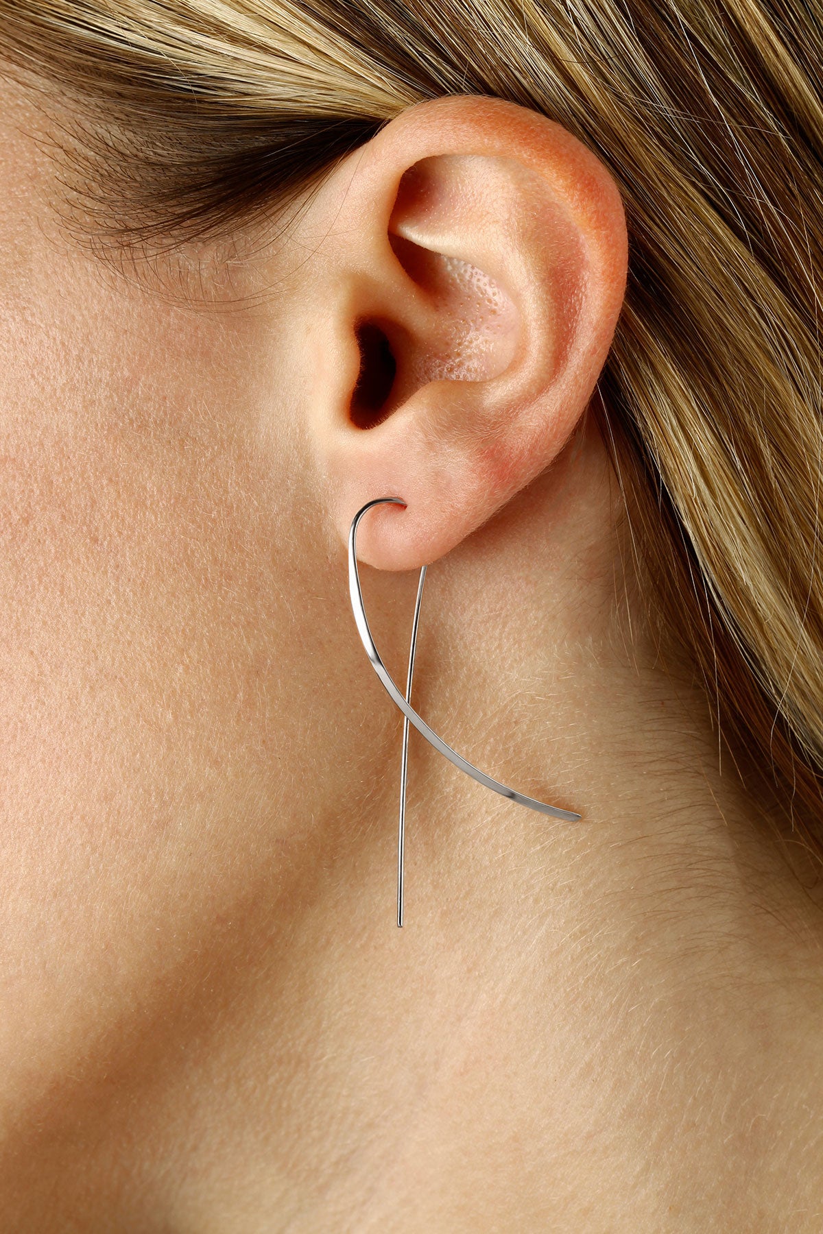Sterling Silver Cross Over Sweep Threader Earrings by Carla & Nancy B.