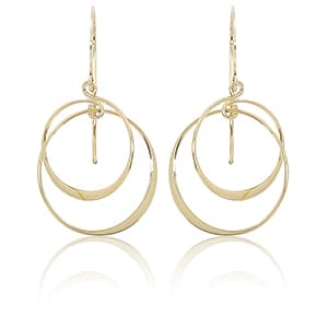 14K Yellow Gold Double Interlocked Circles Dangle Earrings by Carla & Nancy B.