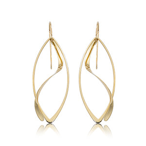 14K Yellow Gold Framed Swoop Dangle