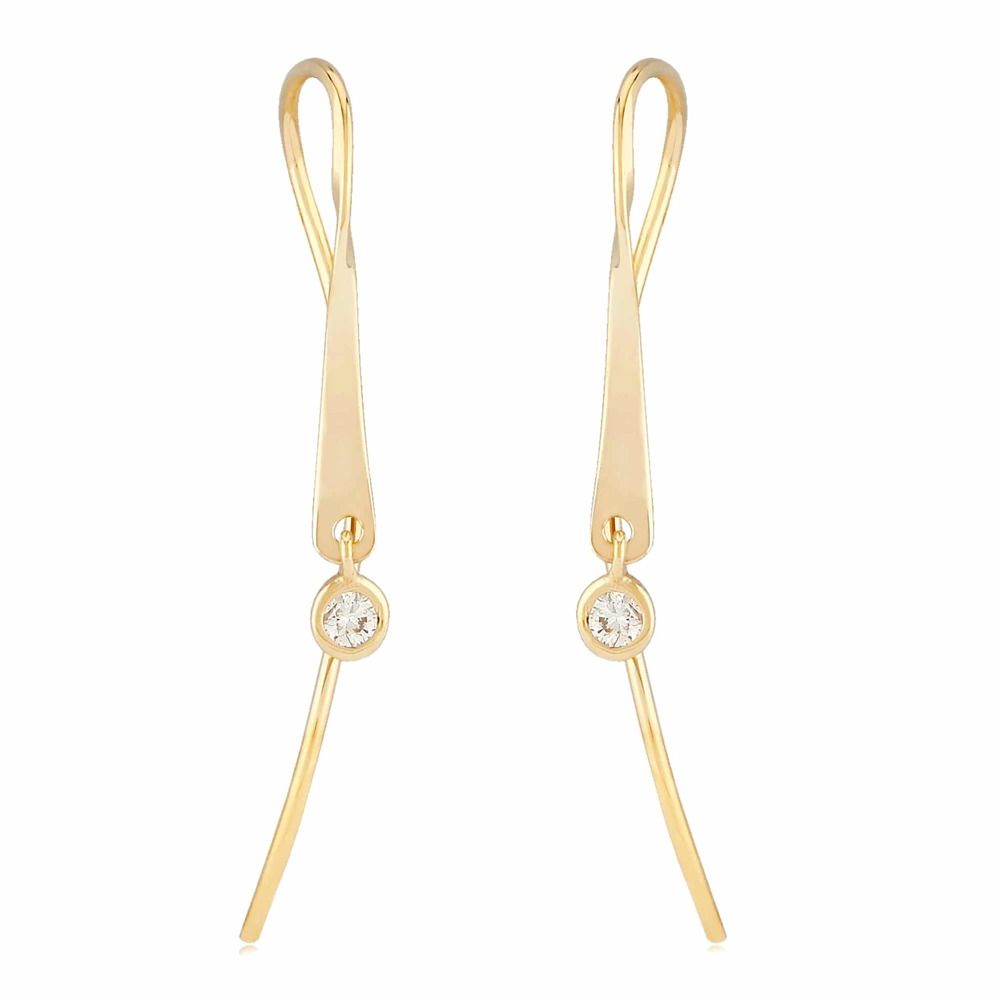 14K Yellow Gold Mini Ribbon Earrings with Diamonds by Carla & Nancy B.