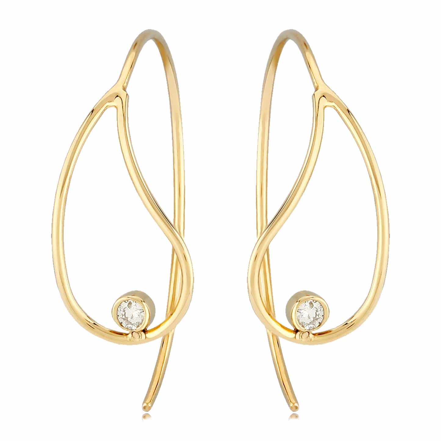 14K Yellow Gold Teardrop Dangle Earrings with Diamonds by Carla & Nancy B.