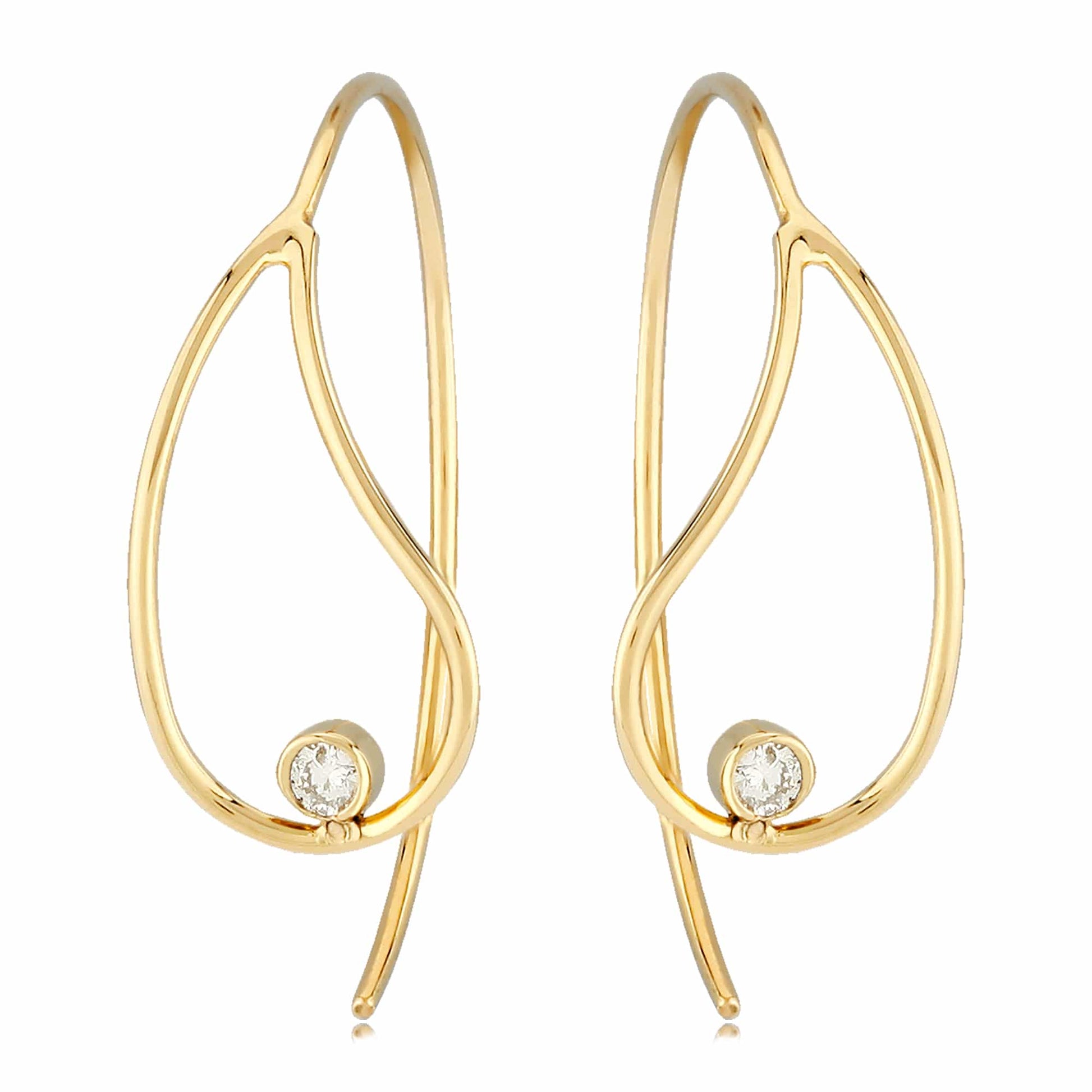 14K Yellow Gold Teardrop Dangle Earrings with Diamonds by Carla & Nancy B.