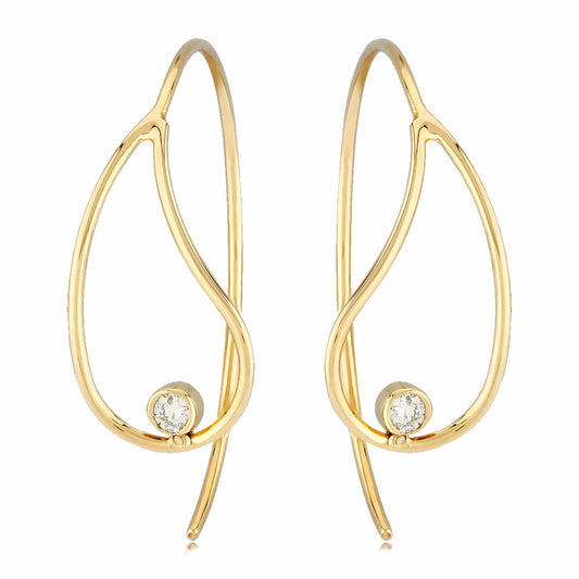 14K Yellow Gold Teardrop Dangle Earrings with Diamonds by Carla & Nancy B.