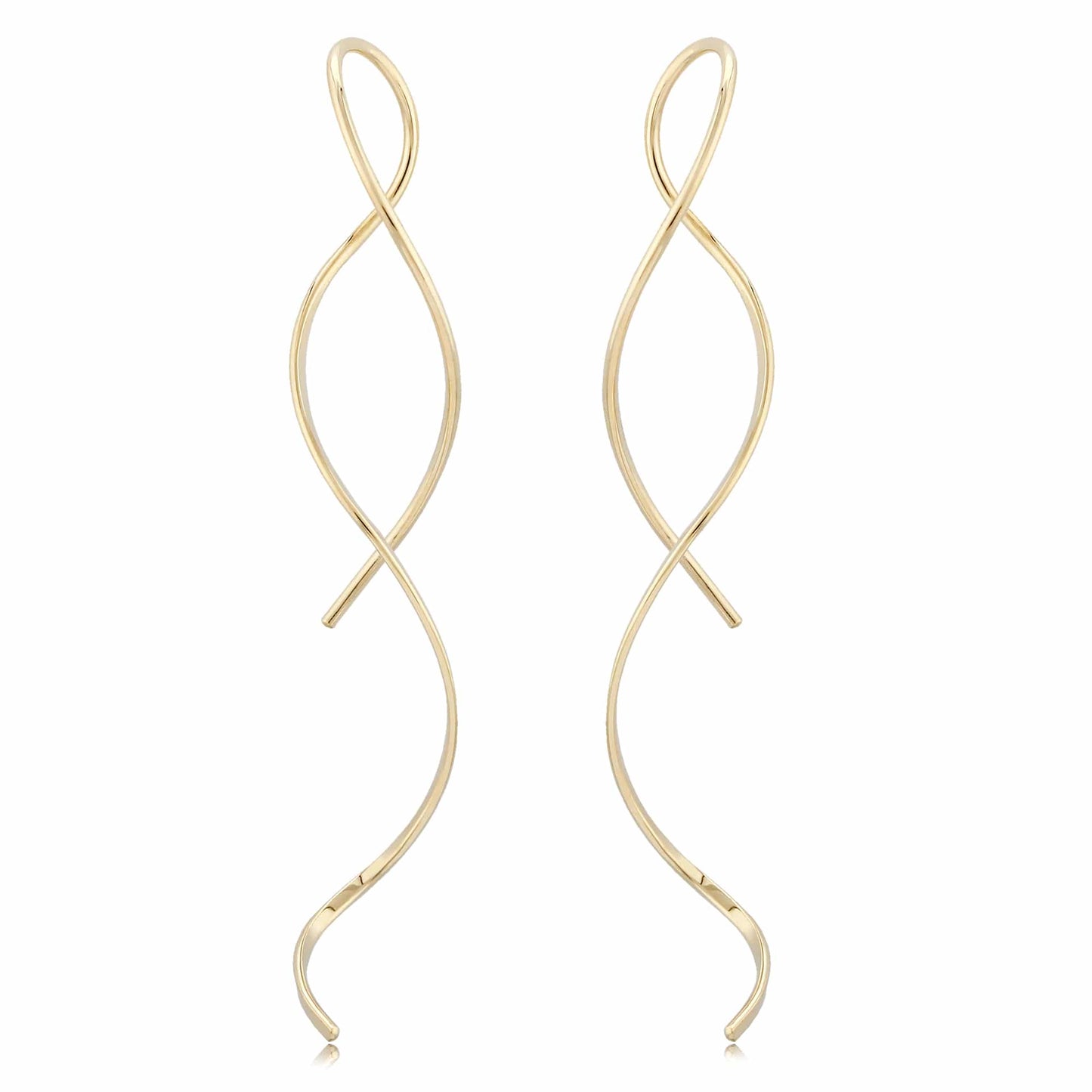 14K Yellow Gold Wire Swirl Threader Earrings by Carla & Nancy B.