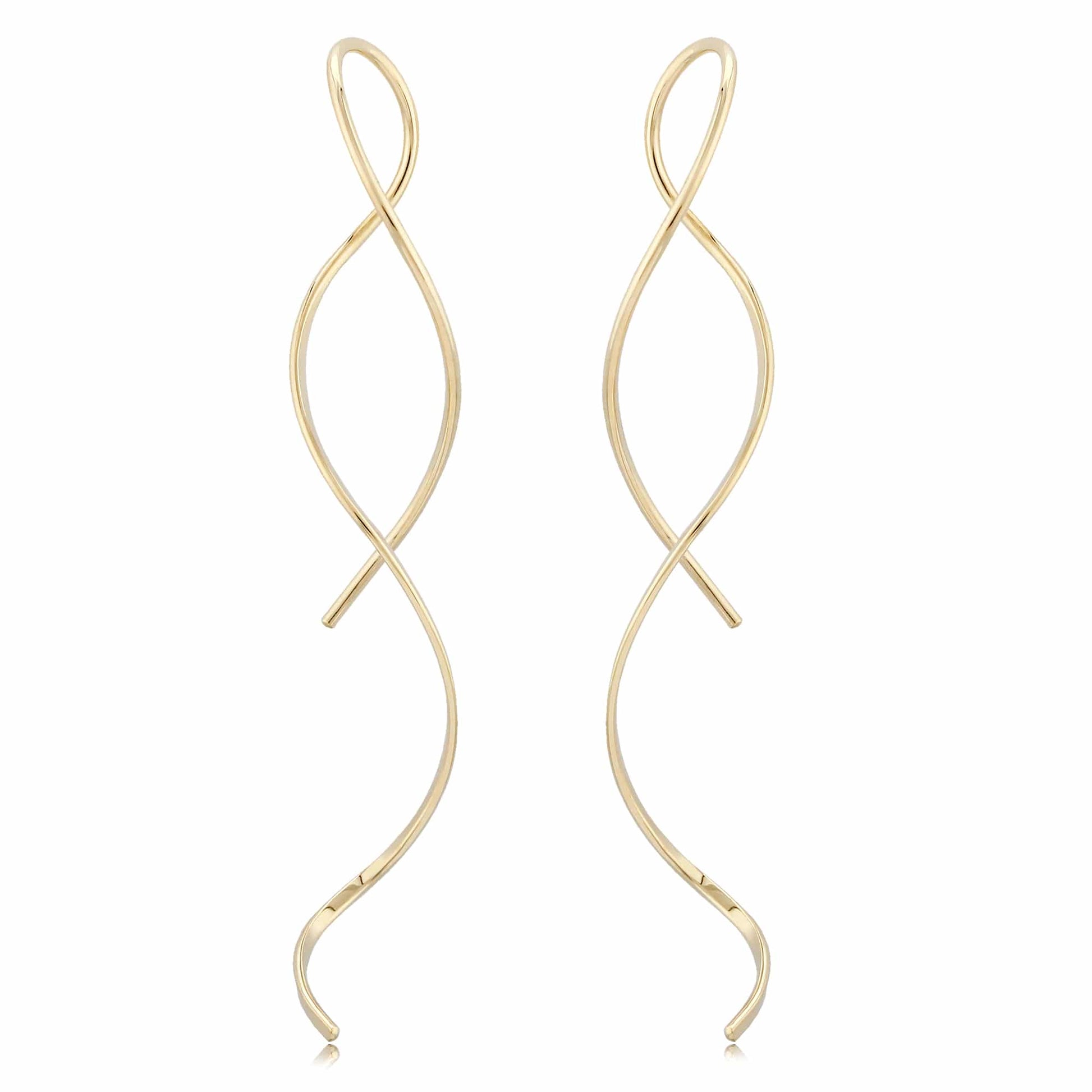 14K Yellow Gold Wire Swirl Threader Earrings by Carla & Nancy B.