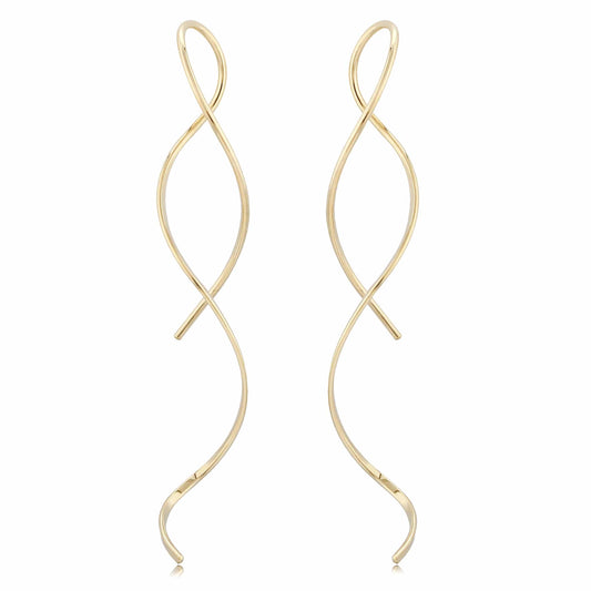 14K Yellow Gold Wire Swirl Threader Earrings by Carla & Nancy B.