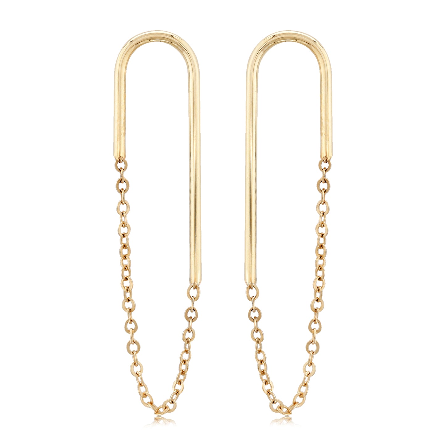 14k Yellow Gold Endless Oval with Chain Earring