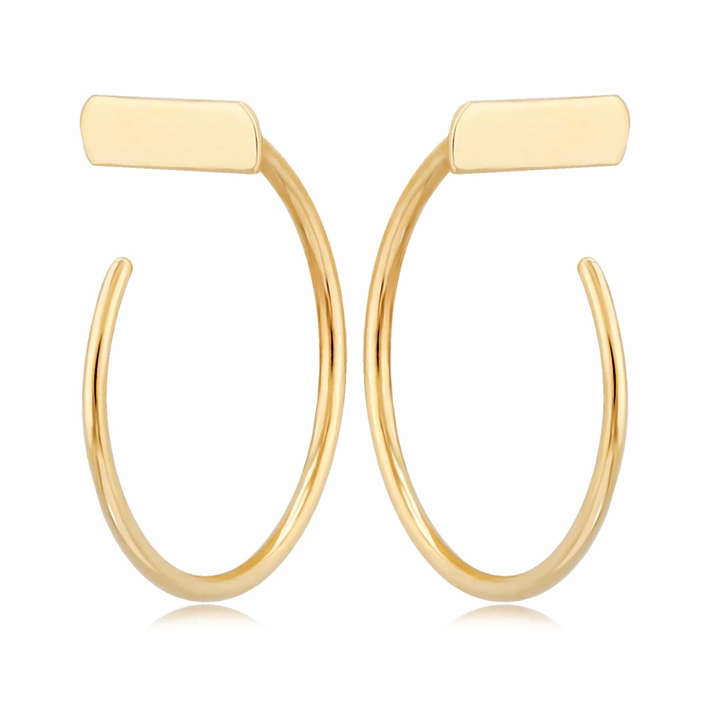 14K Yellow Gold Simple Bar Hoop Earrings by Carla & Nancy B.