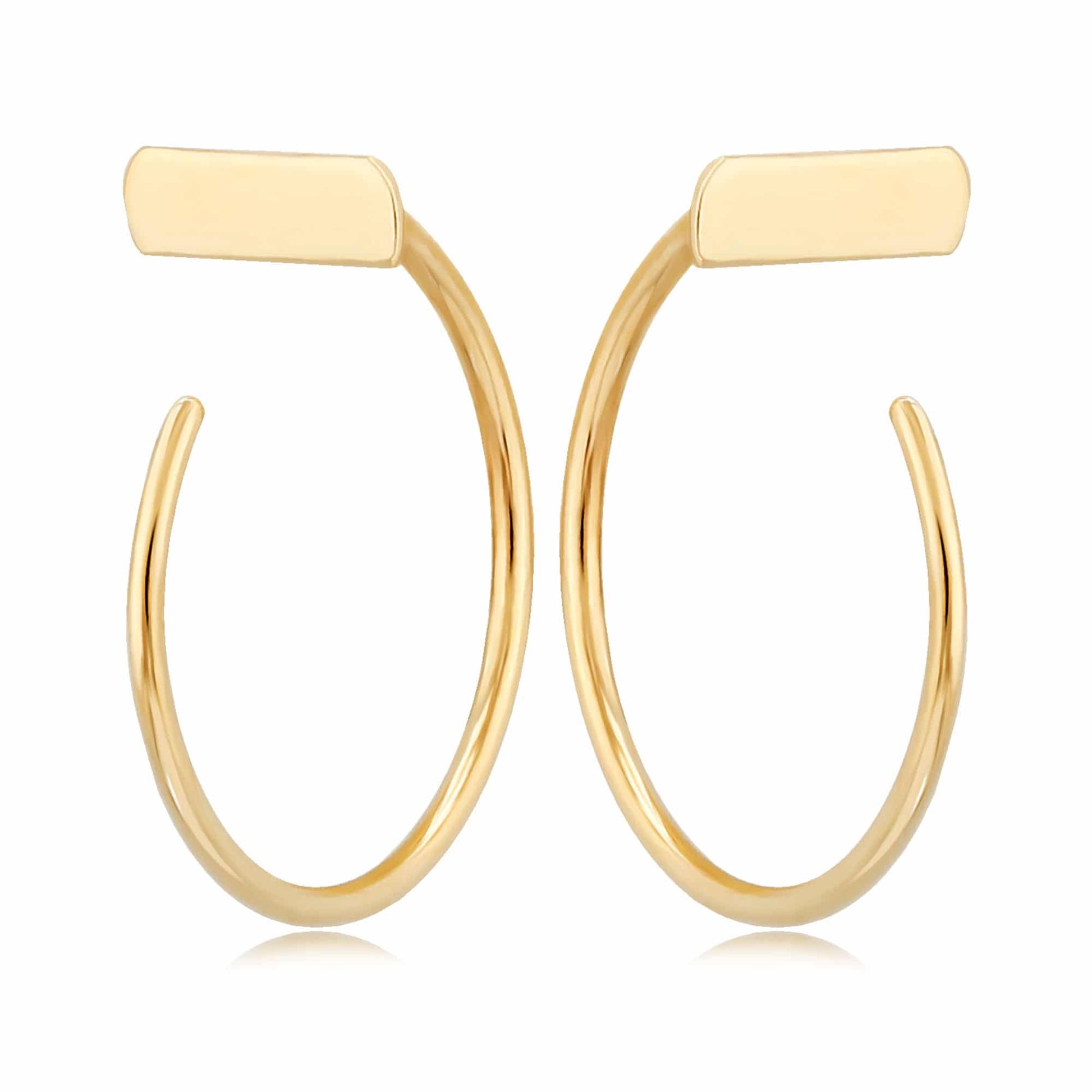 14K Yellow Gold Simple Bar Hoop Earrings by Carla & Nancy B.