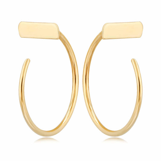 14K Yellow Gold Simple Bar Hoop Earrings by Carla & Nancy B.