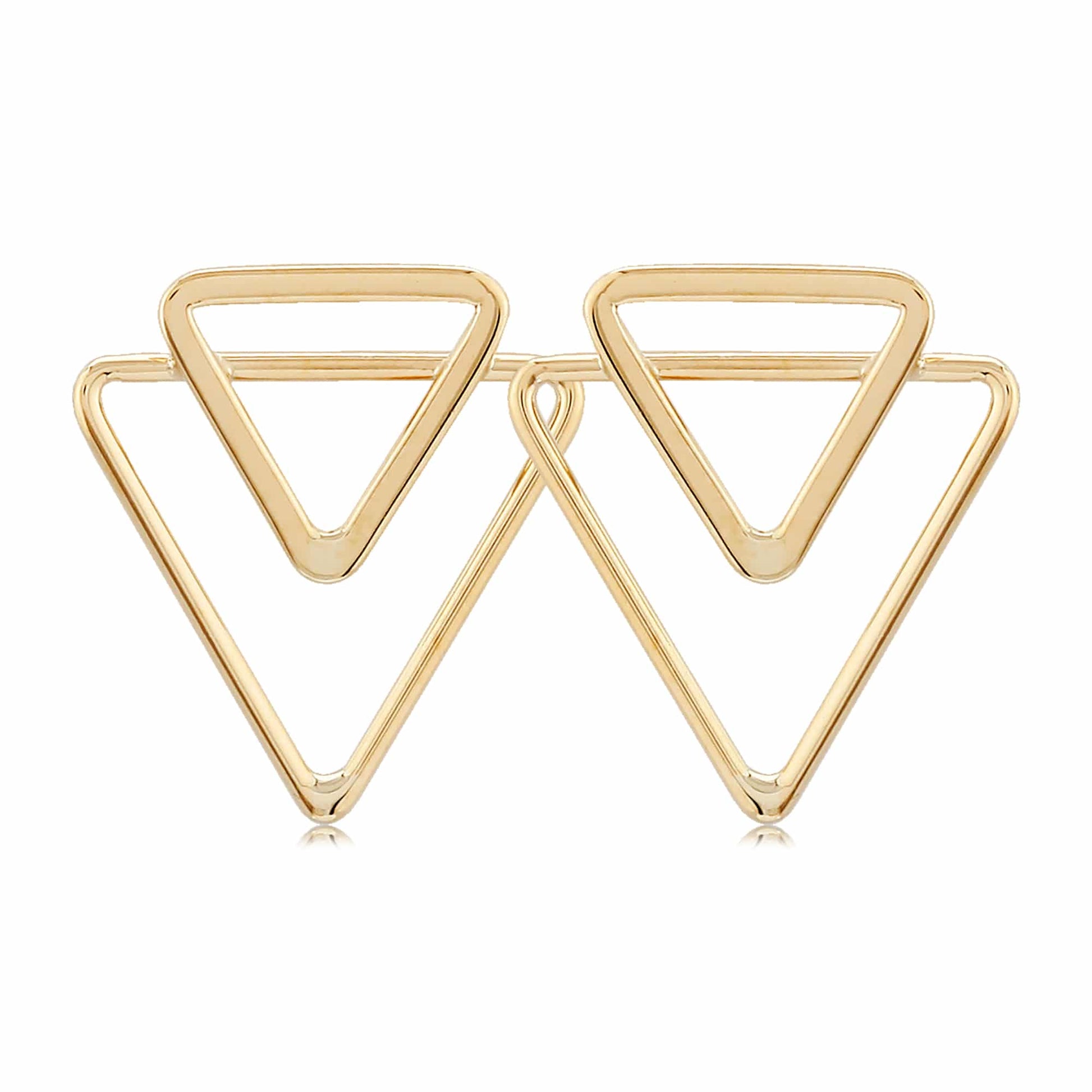 14K Yellow Gold Double Open Triangle Earrings by Carla & Nancy B.