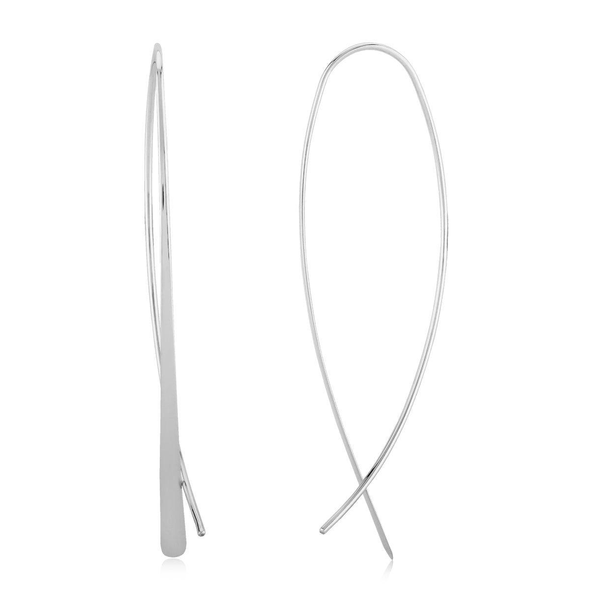 Sterling Silver Tapered Teardrop Threader Earrings by Carla & Nancy B.