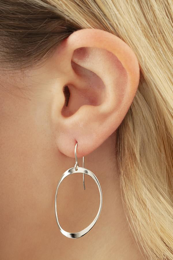Sterling Silver Flat Domed Oval Drop Earrings by Carla & Nancy B.