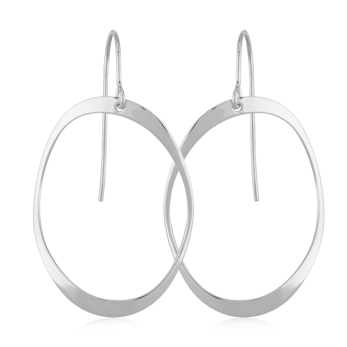 Sterling Silver Flat Domed Oval Drop Earrings by Carla & Nancy B.