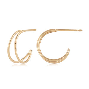 14k Yellow Gold Small Double Wire Hoop