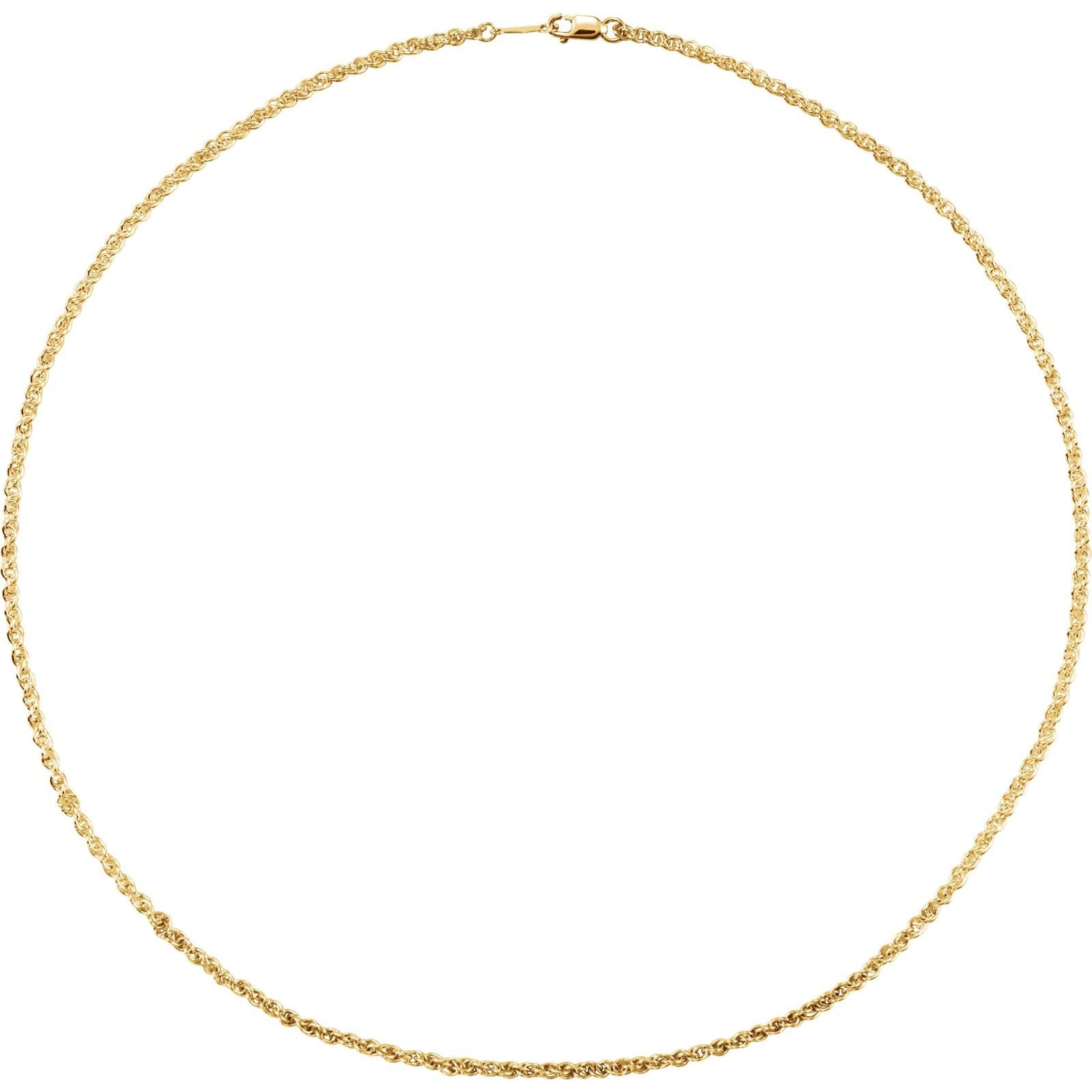 14K Yellow Gold 2mm Rope Chain 16 inches